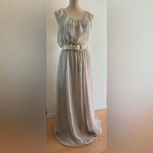 Vintage Silk Fairy Core Goddess Maxi Dress Heather Grey OS